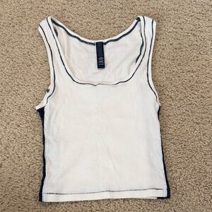 Skims White Ribbed Tank Top
